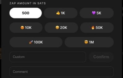 zap amount in sats (Nostr)