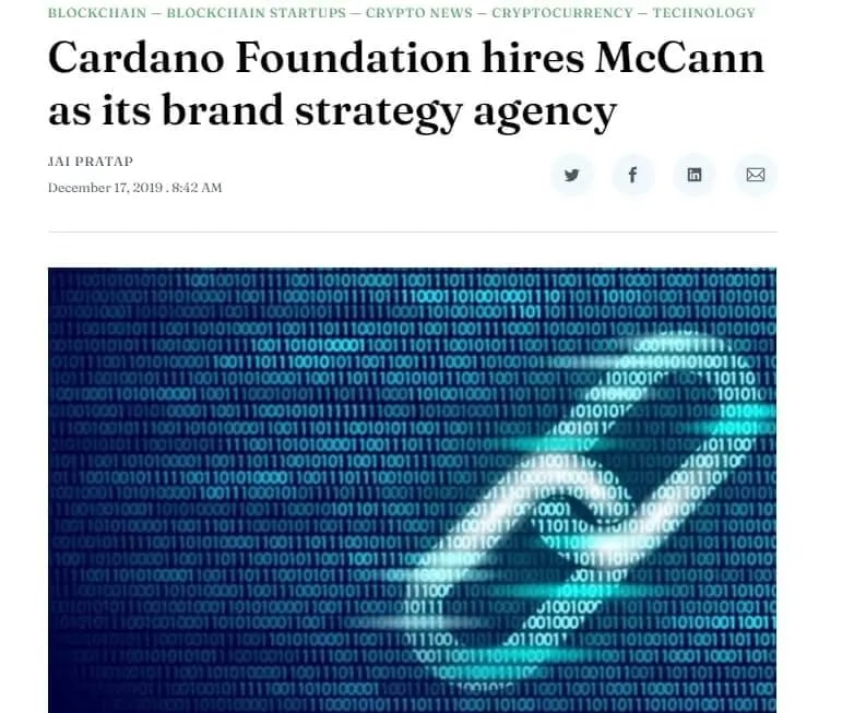 Cardano Foundation hires McCann as its brand strategy agency