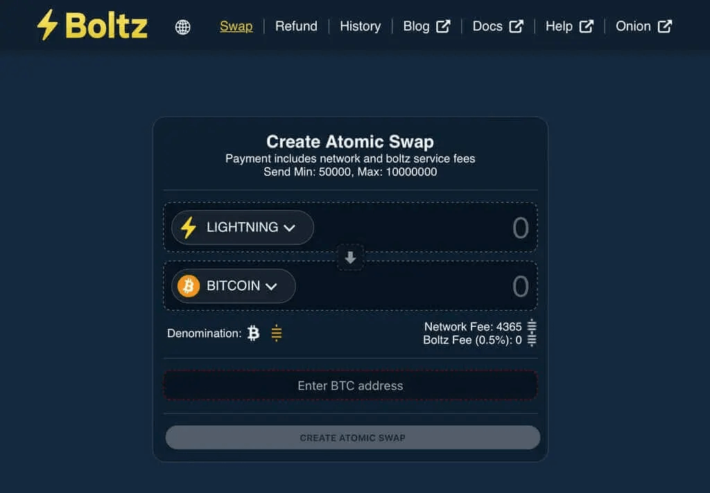 Boltz Exchange transaction