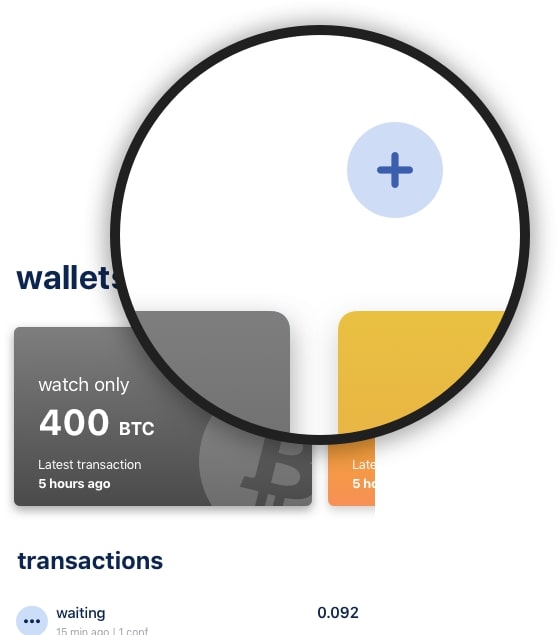 Add new wallet (using Blue Wallet)