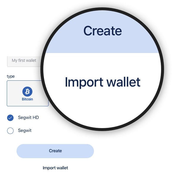 Import new wallet option