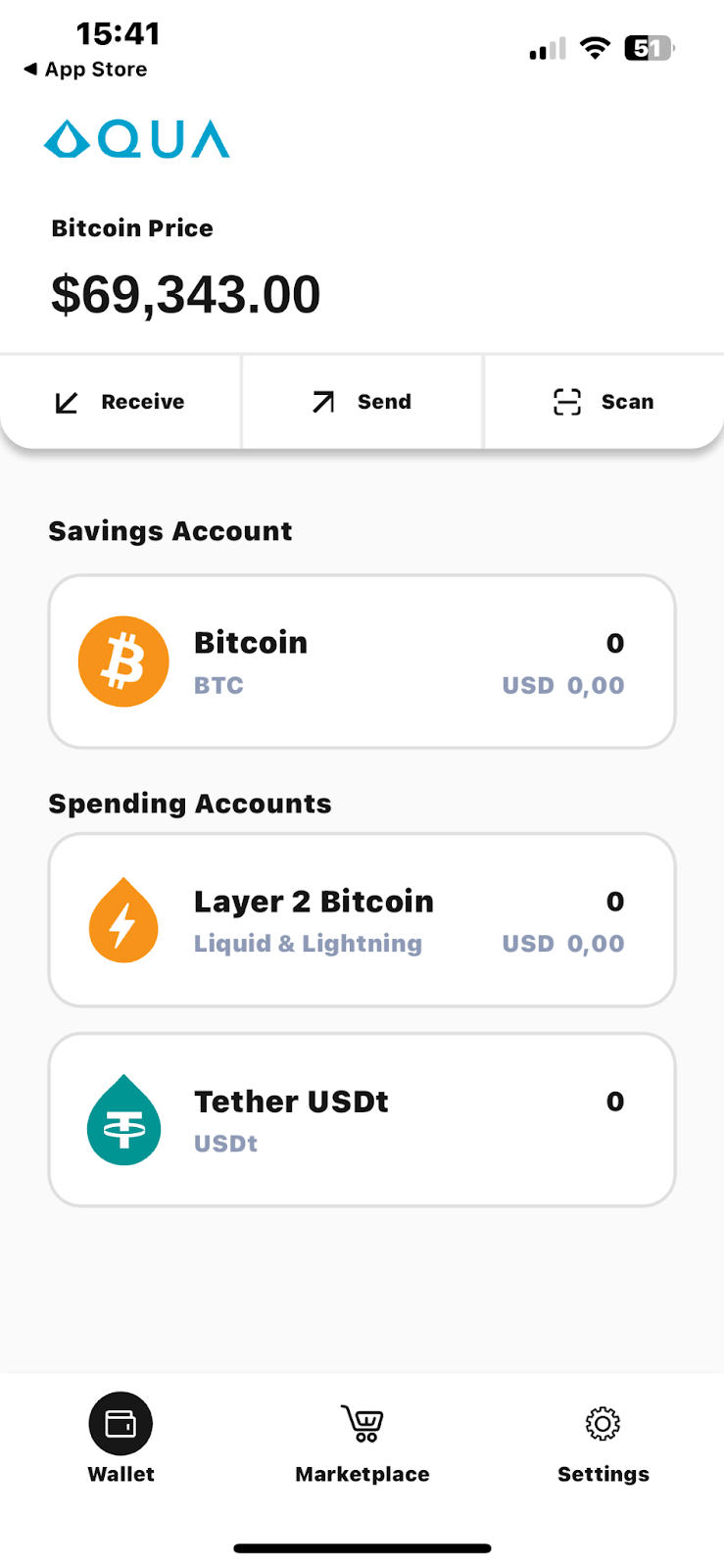 Your savings and spending account on Aqua app