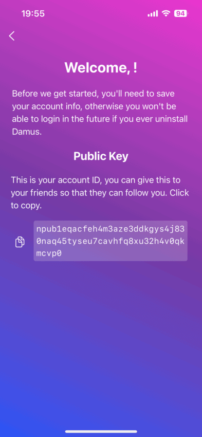 Private key Damus