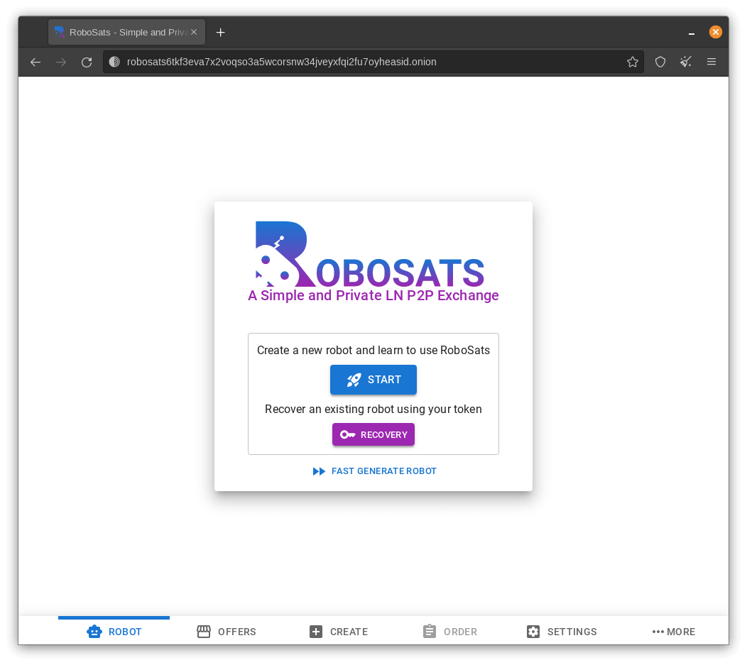 Robosats' homepage