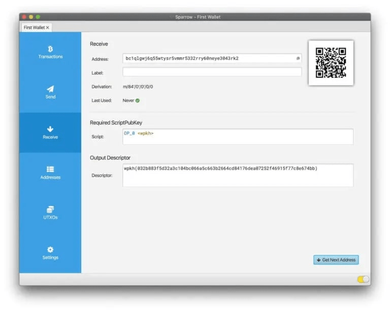 The view of a configured wallet