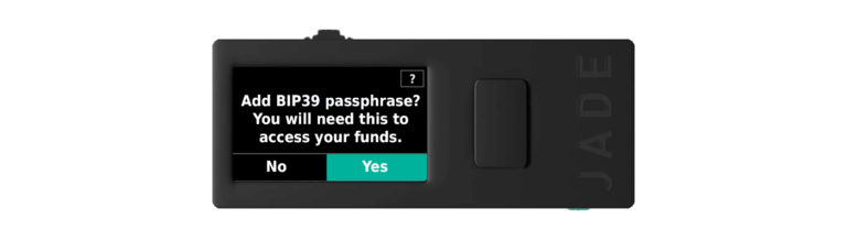 Adding BIP39 Passphrase (Jade Wallet)