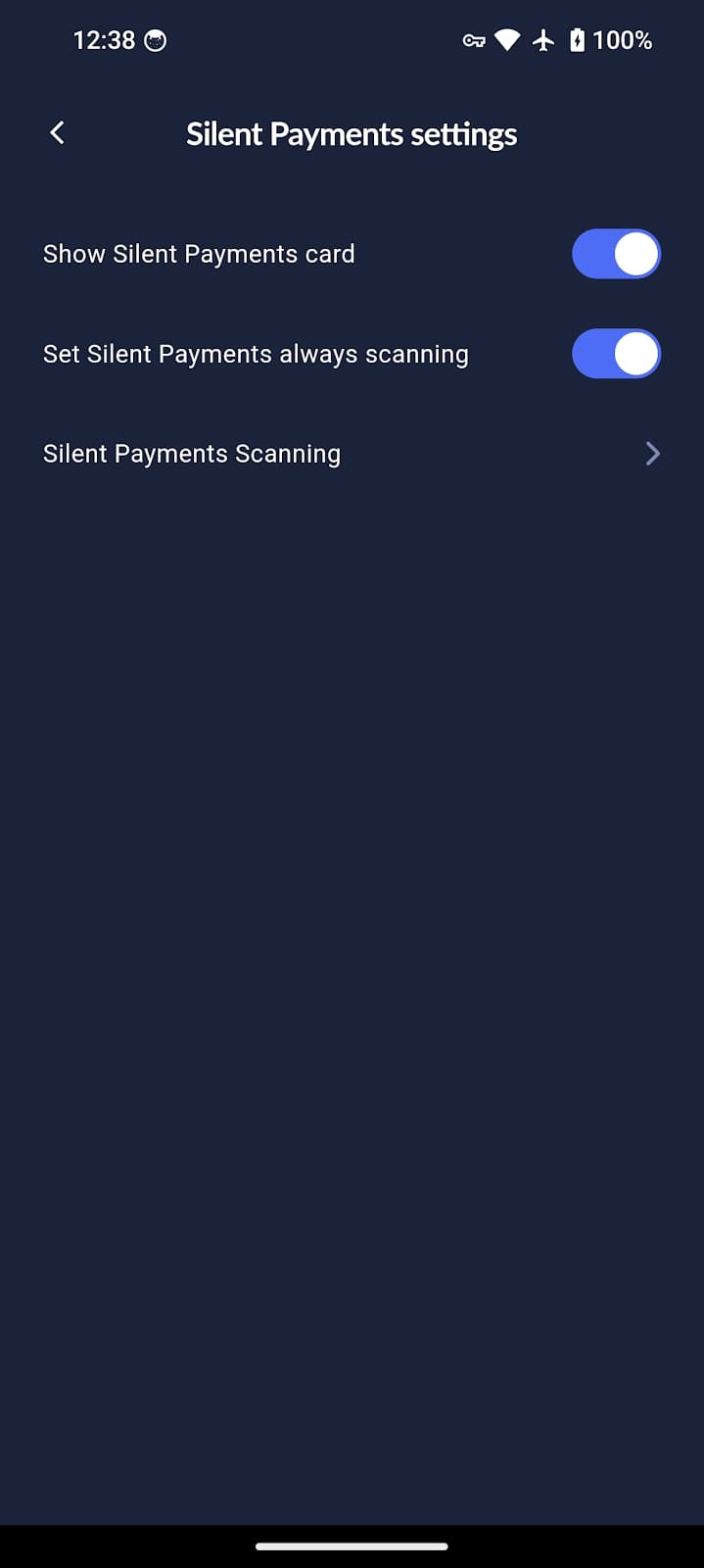 Activating Silent Payments on Cake Wallet