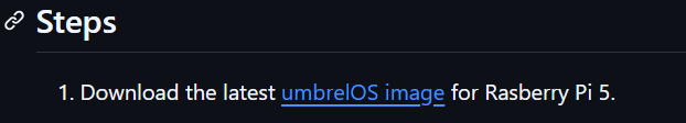 Download the latest umbrelOS image for Raspberry Pi 5