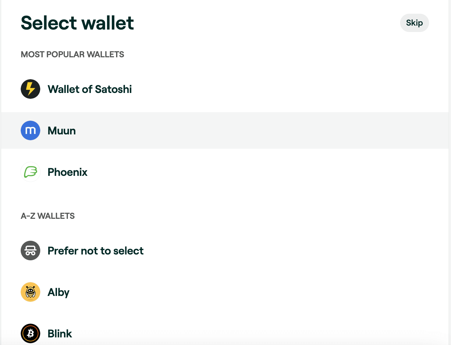 Select Wallet