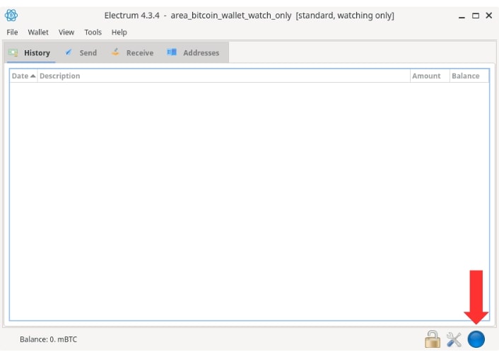 blue circle on Electrum Wallet