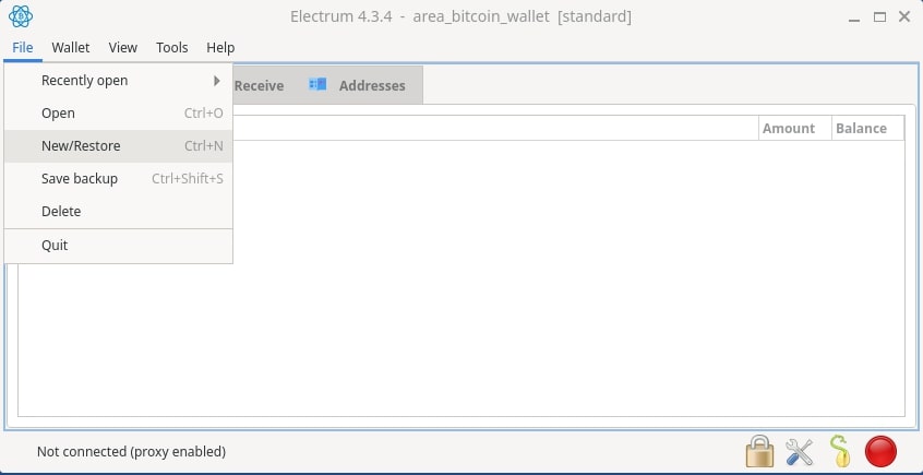 Creating a new Electrum wallet