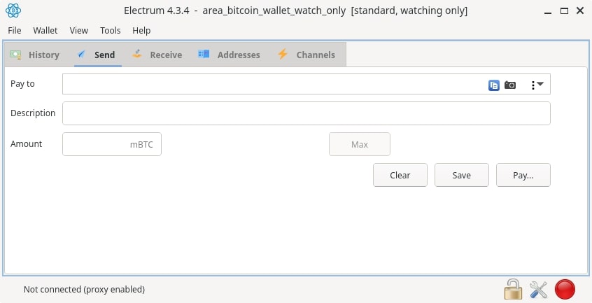 Send tab on Electrum Wallet
