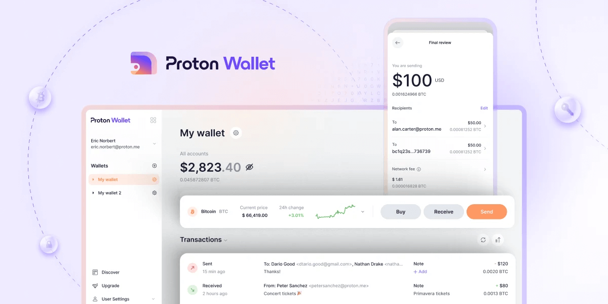 Proton Wallet's interface