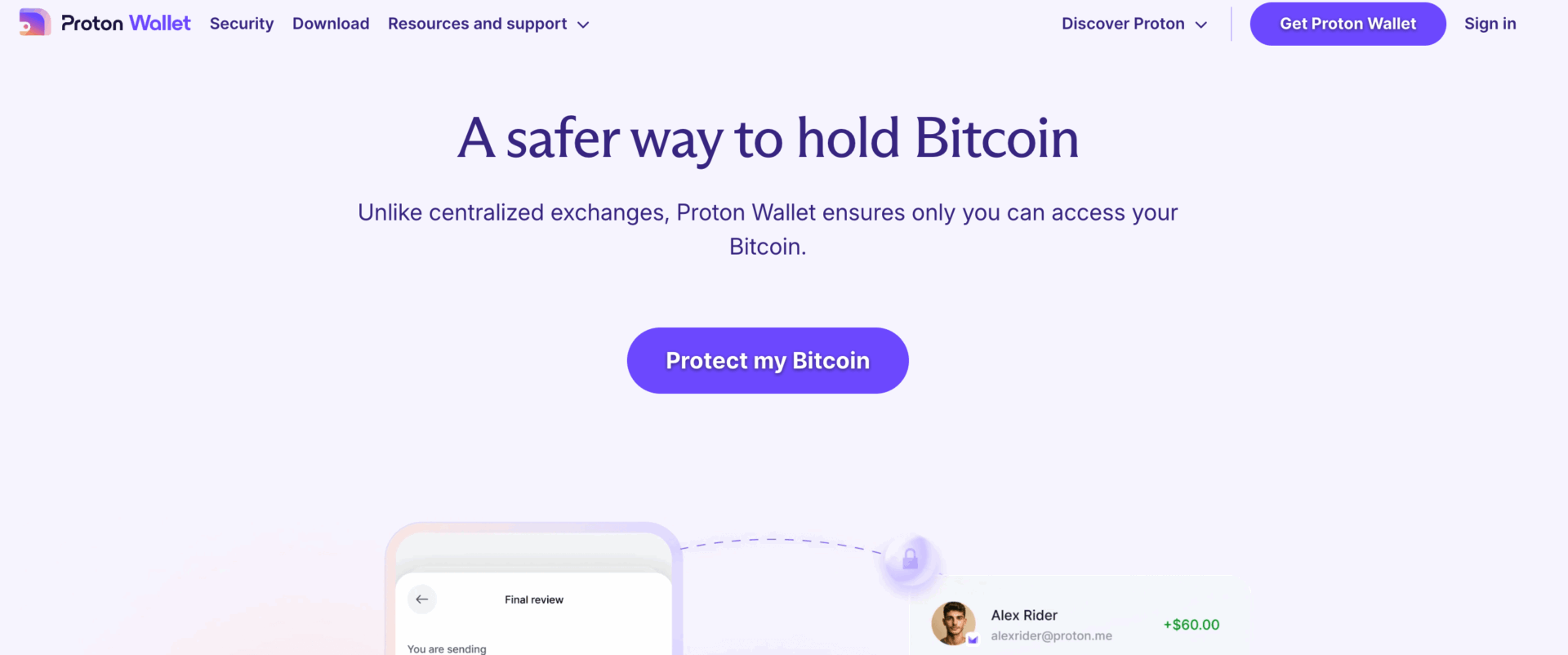 Proton Wallet's website