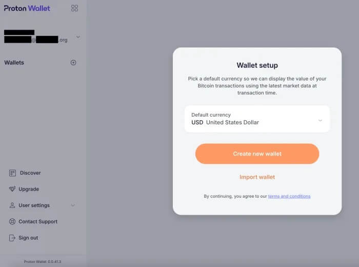 Proton Wallet's setup