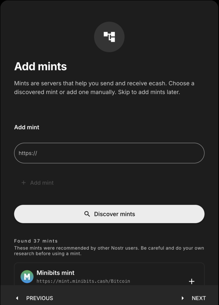 What Is Cashu? The Private Bitcoin Payment Layer You Should Know 8 add mints Cashu wallet